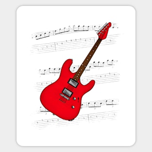 Guitar Tab Electric Guitarist Music Notation Musician (Red) Sticker